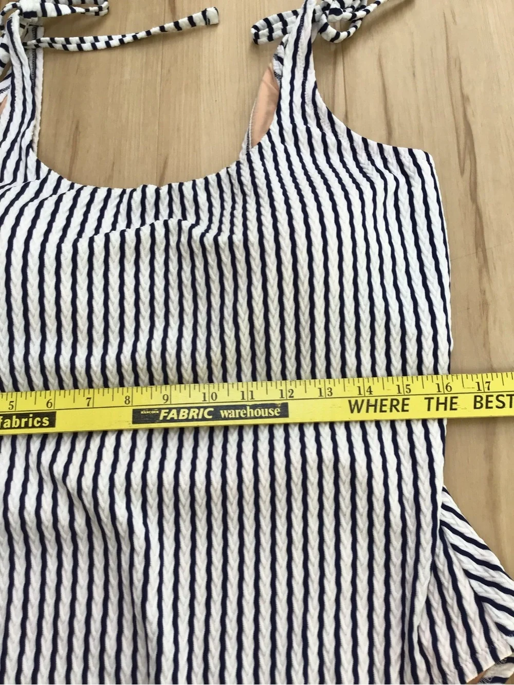 J. Crew Navy & White Striped Tie-Shoulder‎ One-Piece Swimsuit XXL Nautical NWT